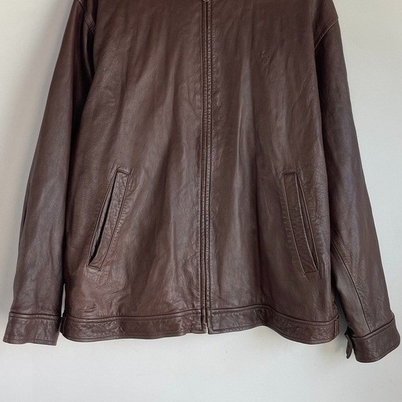 Vintage Polo Ralph Lauren Leather Jacket Large Brown Preppy Old Money - Picture 3 of 14